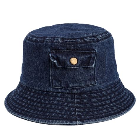 Foldable Fisherman Hat Washed Denim Bucket Hats Unisex Hip Hop Men