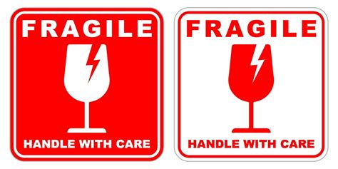 Sticker Fragile Handle With Care Printable Sign Symbol For Delivery Package Simple Design