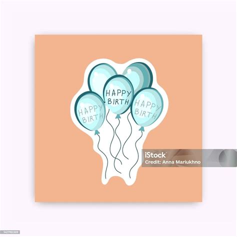 Set Of Happy Birthday Postcards Birthday Balloons Hand Drawn