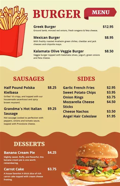 Free Burger Menu Templates Photoadking