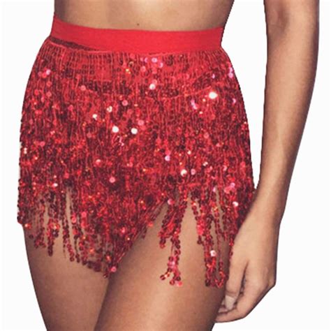 Women S Summer Beach Wrap Sequins Tassel Mini Skirts Music Festival Hip