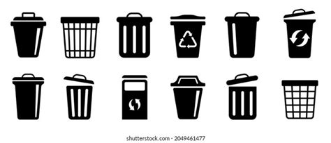 Trash Bin Vector Isolated Icons Trash Stock Vector Royalty Free 2414032317 Shutterstock