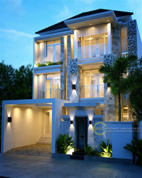 Desain Rumah 2 Dan 3 Lantai Terbaik Villa Bali Tropis Lebar 10 M