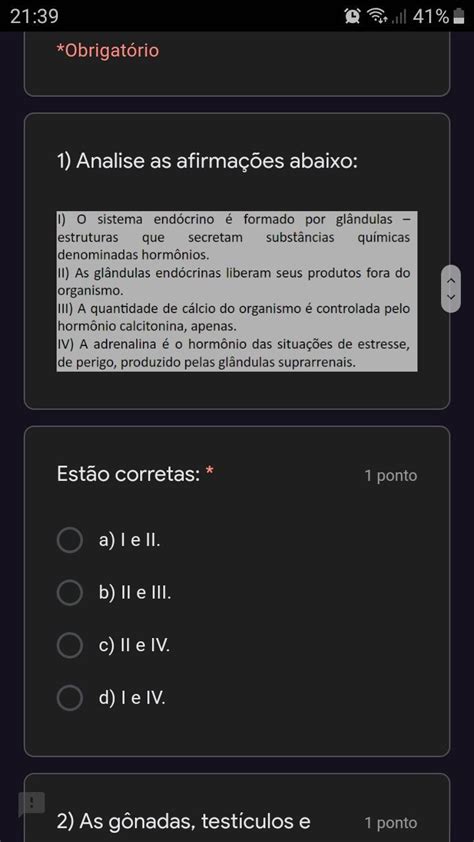 Analise As Afirmações Abaixo Estão Corretas 1 Ponto A I E Ii B