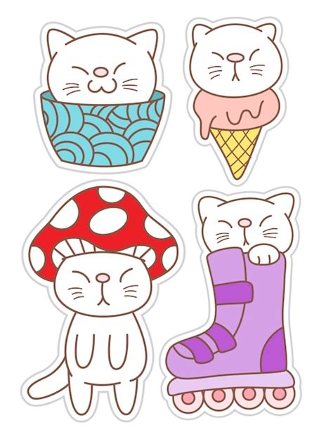 Premium Vector Hand Drawn Funny Cat Stickers