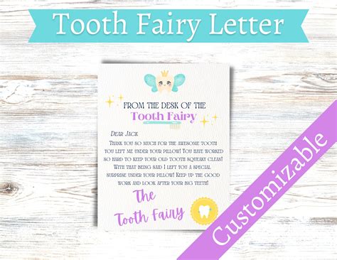 Digital Customizable Tooth Fairy Letter Instant Download Etsy