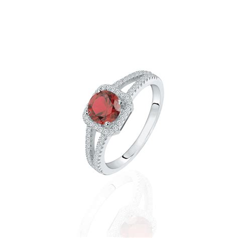 Bague Céleste Vénus Argent et Oxyde de Zirconium Rouge Malique fr