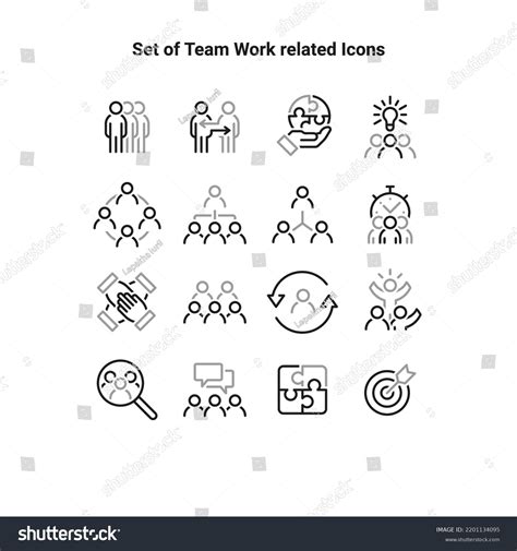 Simple Set Team Work Related Vector Stock Vector Royalty Free