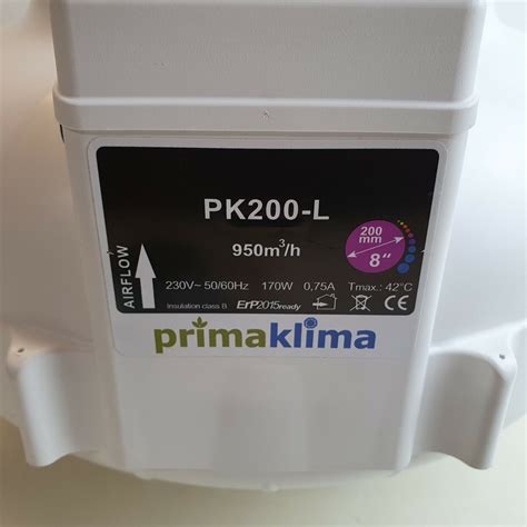 Prima Klima Pk200 l Centrifugal Hydroponics Inline Duct Fan UFO 950 M³