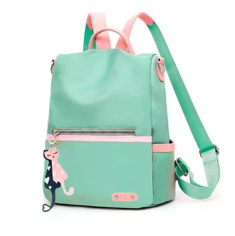 Mochila Feminina Ajustavel Antifurto M Dia Semi Impermeavel Cor Verde