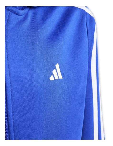 Adidas Train Essentials Aeroready 3 Stripes Regular Fit Full Zip Hoodie In Lucid Bluewhite Myer