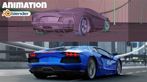 3d Animation Of Car In Blender Lamborghini Aventador Youtube