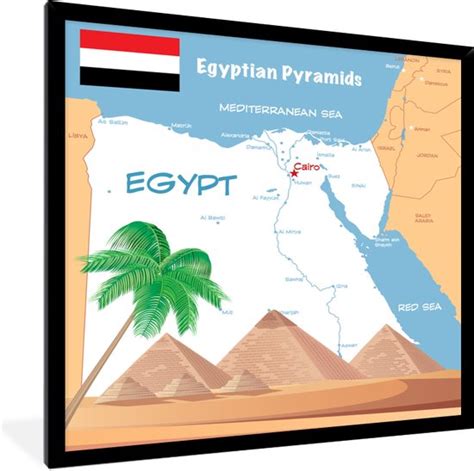 Fotolijst Incl Poster Illustratie Van De Kaart Van Egypte X Cm