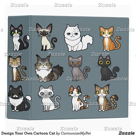 Design Your Own Cartoon Cat 3 Ring Binder Zazzle Cartoon Cat