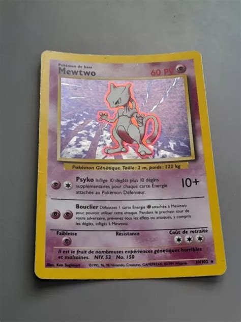 CARTE POKÉMON MEWTWO 10 102 Holo Set De Base Wizards EUR 23 00