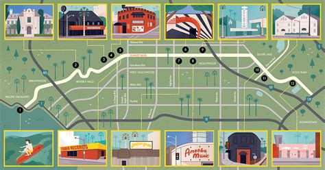 Sunset Blvd Map Alexander Vidal Illustration