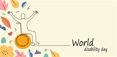 Person In Wheelchair World Disability Day Vector Doodle Banner