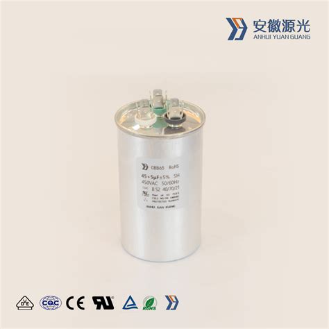 45 5 Mfd Uf Cbb65 Capacitor Conditioner Capacitor Round Dural Motor Run Capacitor Withstand