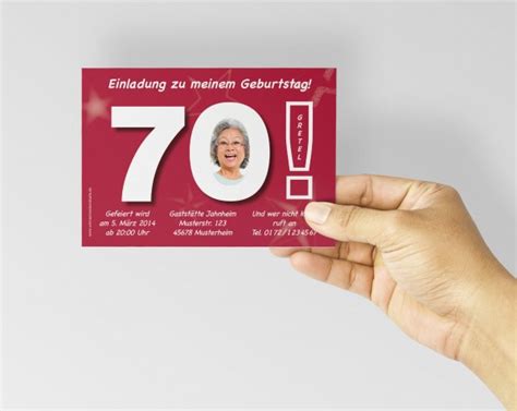 Geburtstag Einladungskarten 70 Geburtstag Große 70 Rot 70