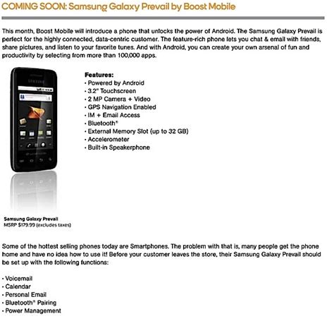 Samsung Galaxy Prevail For Boost Mobile Leaked Ahead Of Launch Gadgetian