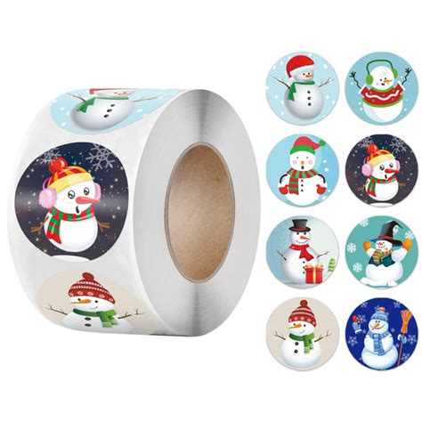 100pcs Round Merry Christmas Thank You Stickers 8 Designs Seal Labels ...