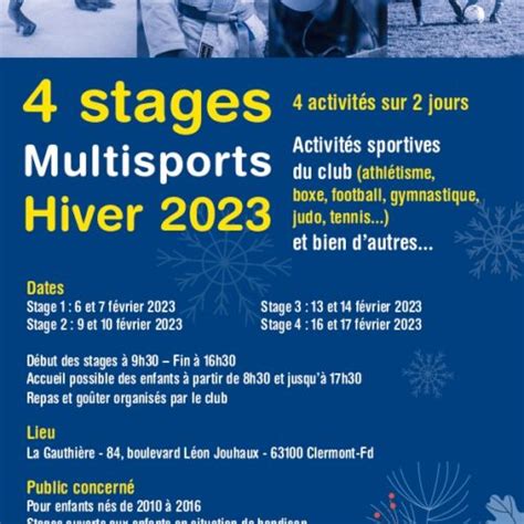 Les Inscriptions Aux Stages Multisports Des Vacances D Hiver Sont