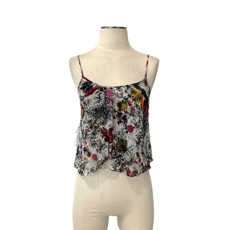 Aritzia Tops Aritzia Talula Flawed Sheer Floral Multi Crop Tank Xs