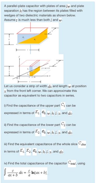 Solved A Parallel Plate Capacitor With Plates Of Area Lw And