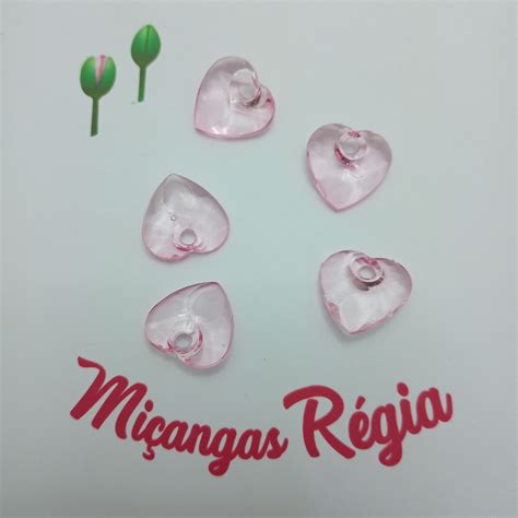 Coração Pingente Acrilico Rosa 2cm Elo7 Produtos Especiais