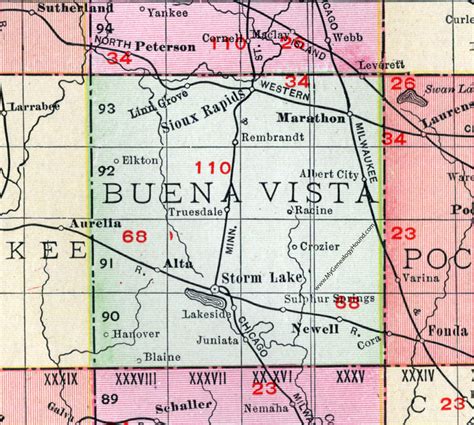 Buena Vista County Iowa Map Storm Lake Sioux Rapids Alta