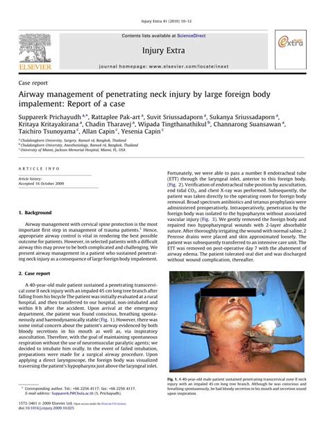 Pdf Airway Management Of Penetrating Neck Injury By Large · Airway Management Of