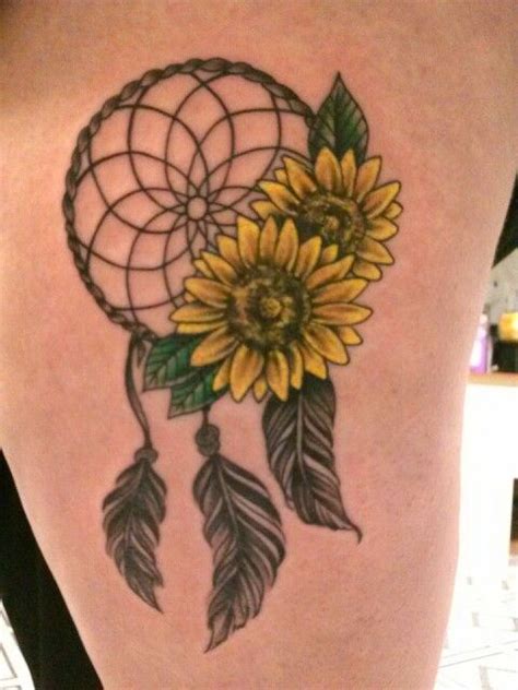 Sunflowers Tattoo Complete With A Protective Dreamcatcher