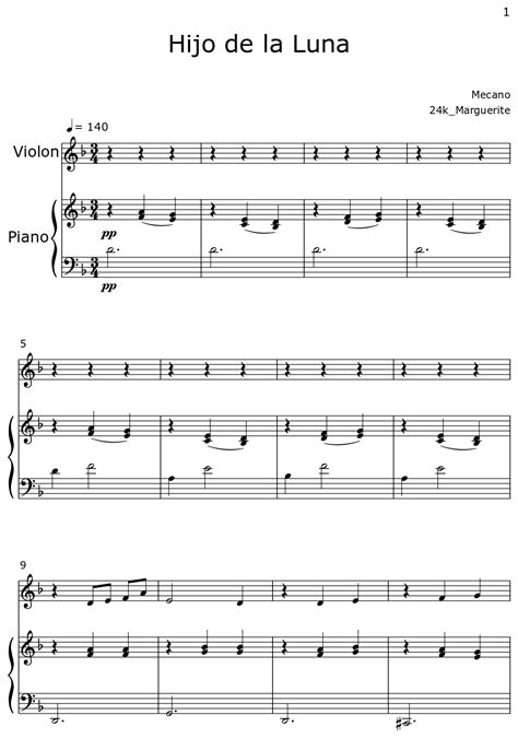 Hijo De La Luna Sheet Music For Violin Piano