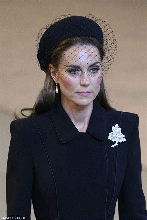 Kate Middleton Wears Pearls And Black Veil To Queens Procession