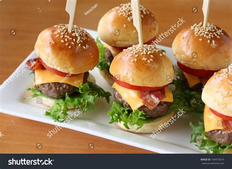 Mini Hamburgers Mini Burgers Party Food Stock Photo 104473079