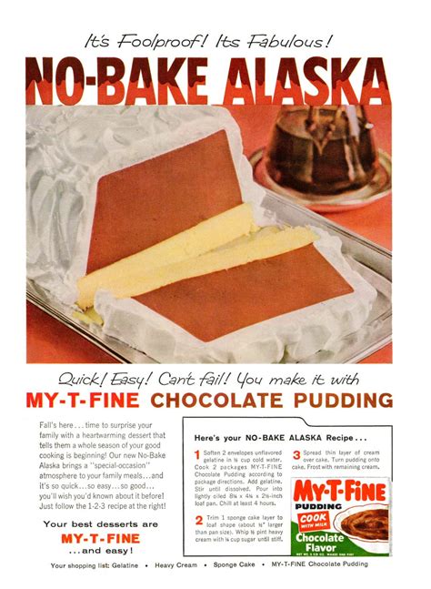 My T Fine Pudding With Foolproof No Bake Alaska Recipe 1959 Rvintageads