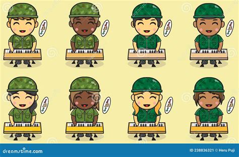 Soldier Playing Trumpet Isolated Coloring Page Vector Illustration