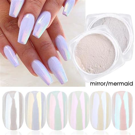 Buy 1 Box Pearl Nail Glitter Powder Neon Shimmer Mirror Mermaid Dipping