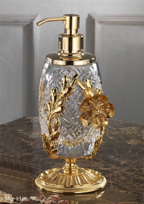 Crystal Soap Dispenser With Gold Plated Bronze Frame Mer L