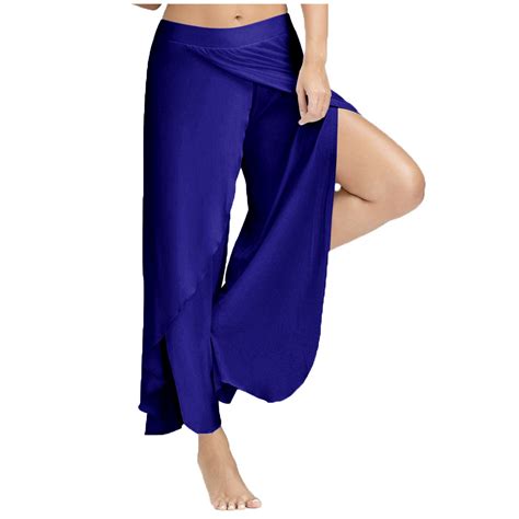 Wamans High Slit Harem Pants Sexy Waist Wide Leg Flowy Pants Women Casual Summer Long Loose Yoga