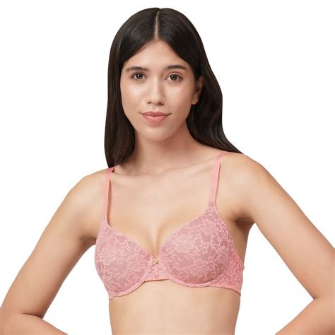 Buy Amante Lace Dream Lightly Padded Wired Lace Bra Pink Online