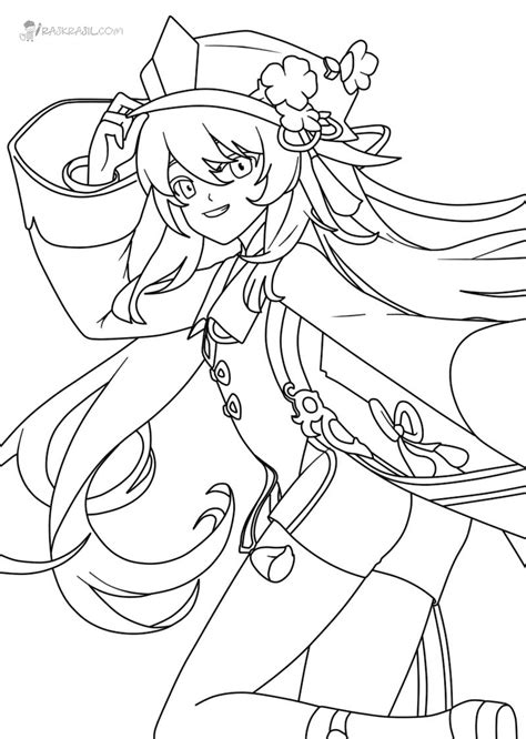 Hu Tao Coloring Page Free Printable Coloring Pages