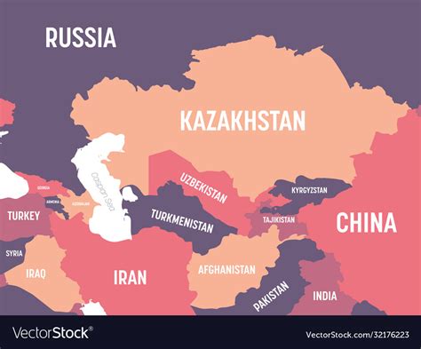 Central asia map high detailed political map Vector Image