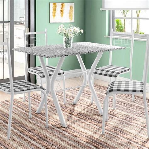 Conjunto Mesa Miami Cm Cadeiras Lisboa Branco Xadrez Leroy Merlin