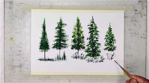 Watercolor Painting Pine Trees In Five Different Ways Youtube