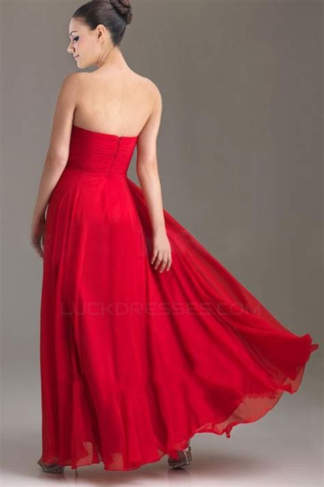 A Line Sweetheart Beaded Long Chiffon Prom Evening Formal Dresses Ed