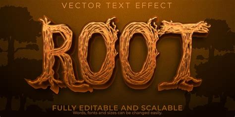 Free Vector | Root wooden text effect, editable natural and green text ...