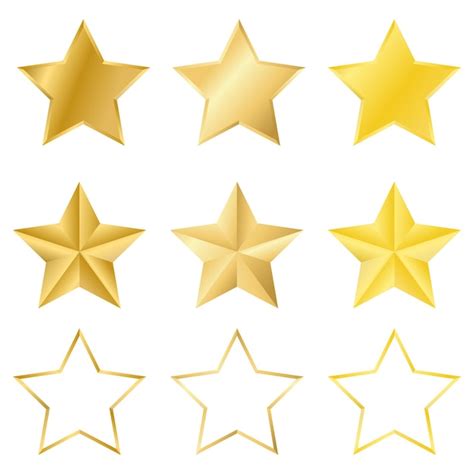 Premium Vector Set Of Realistic Gold Vector Stars