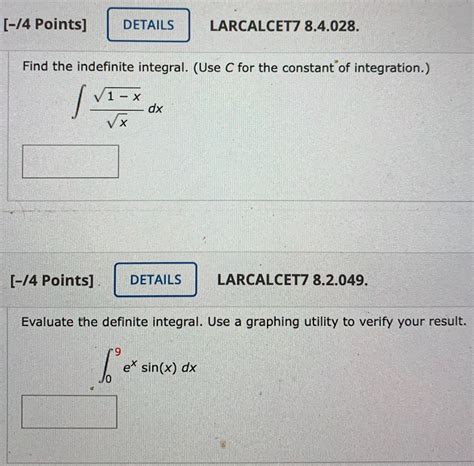 Solved Points Details Larcalcet Find The Chegg