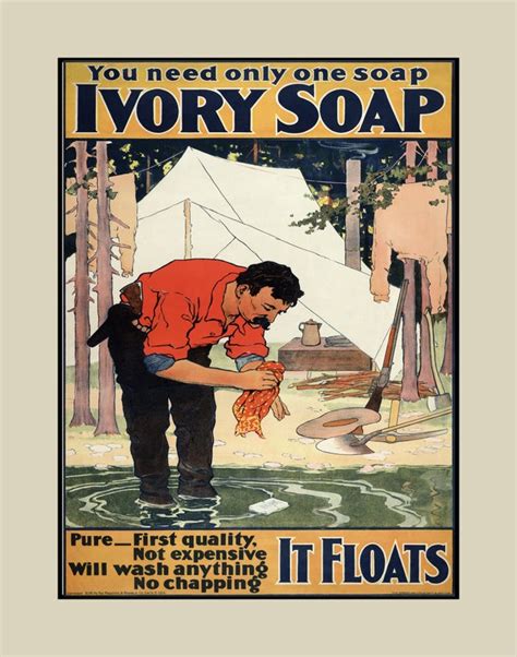 Rare Ivory Soap 'It Floats' Vintage Ad Poster, Unique Mens Bathroom Wall Art Gift